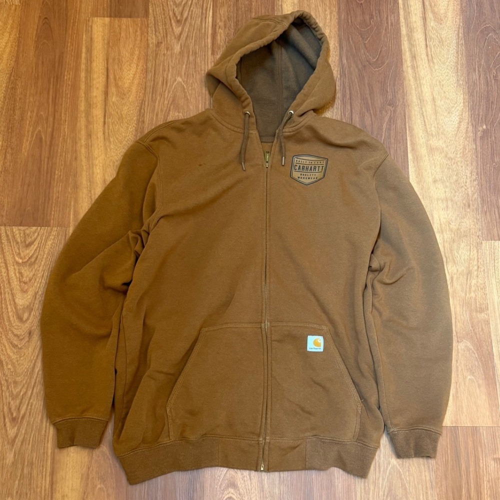 Carhartt Brown Quality Workwear Hooded Jacket Original Fit Men's Size XL TALL